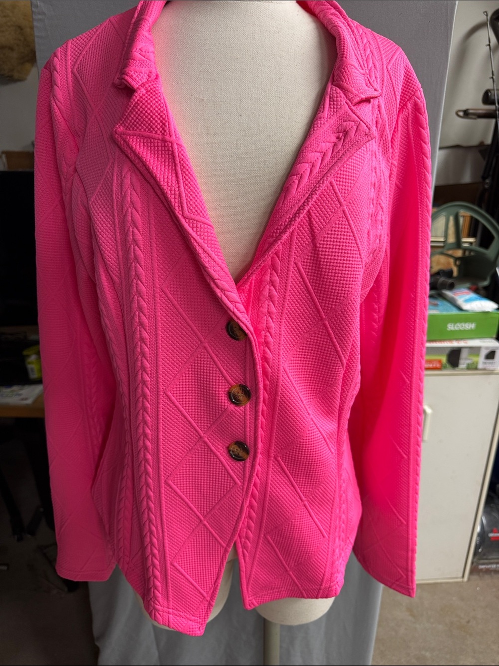 Hot Pink Textured Knit Blazer Jacket. Never worn.
